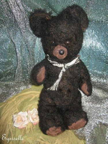 ♫ PELUCHE Vieil OURS "Charbon", Teddy Bear Antique, COLLECTION d'OURS Anciens ♫