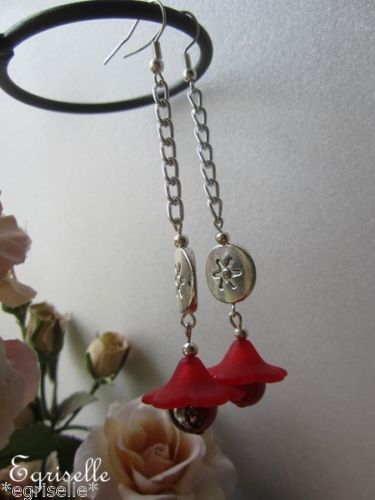 ♫ "Cerisier Rouge" ♫ BOUCLES OREILLES de CREATION ♫
