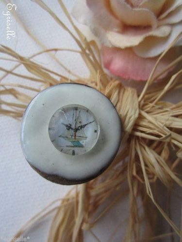♫ "Horloge, Voilier Blanc" ♫ BAGUE de CREATION Artisanale ♫
