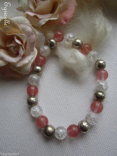 ♫ "Douceur, Perles en'Rosée" ♫ BRACELET Création Artisanale ♫