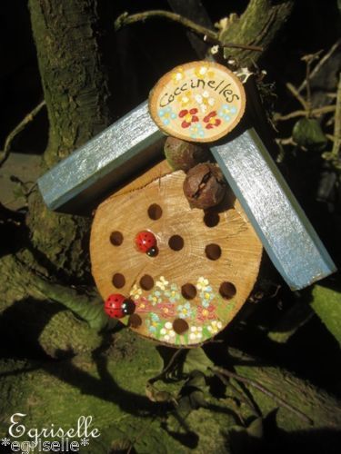 ♫ ABRI à COCCINELLES 'Création Bois Nature BlueBell' ♫ Hôtel à Insectes Jardin ♫